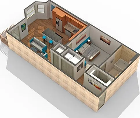 1 BR x 1 BA - A Floorplan 1 BR x 1 BA - A Floorplan
