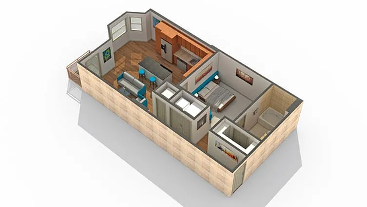 Floor plan 1 BR x 1 BA - A