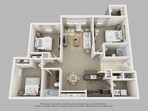 Floor plan Three Bedroom Two Bath