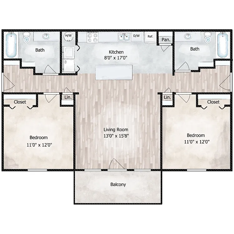 Floor plan BRAND NEW 2 Bed 2 Bath