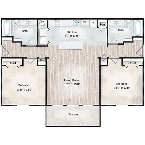 Floor plan BRAND NEW 2 Bed 2 Bath