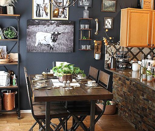 Wood floor tiling/rock wall