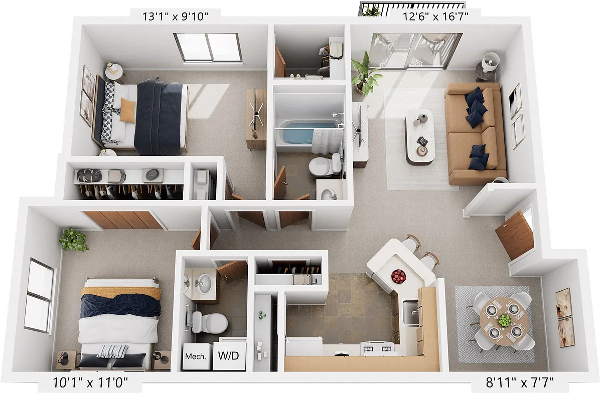 Floor plan Seville Two Bedroom