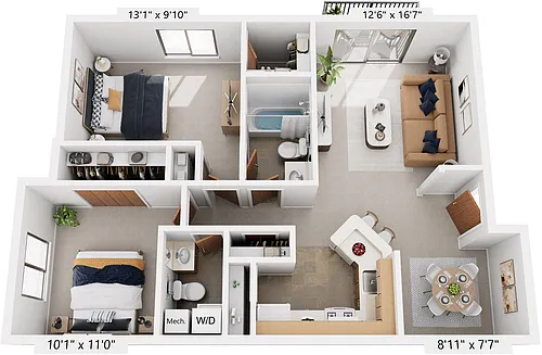 Floor plan Seville Two Bedroom