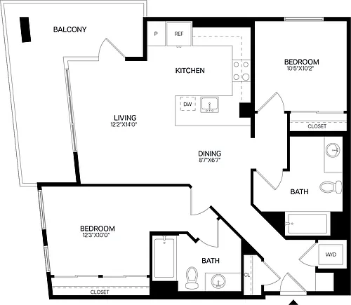 Floor plan 2 Bed/2 Bath-B4