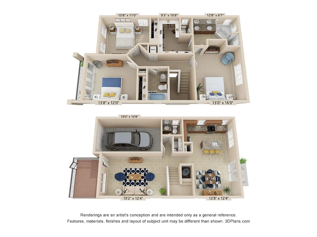 Floor plan 3 BD/2 BA