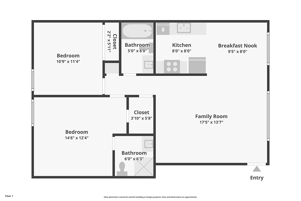 Floor plan 2 Bed-2 Bath