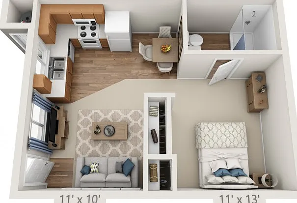 Floor plans are artist's rendering. All dimensions are approximate. Actual product and specifications may vary in dimension or detail. Not all features are available in every apartment. Prices and availability are subject to change. Floor plans are artist