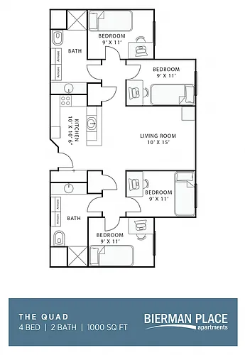 Floor plan The Quad - By-the-bed