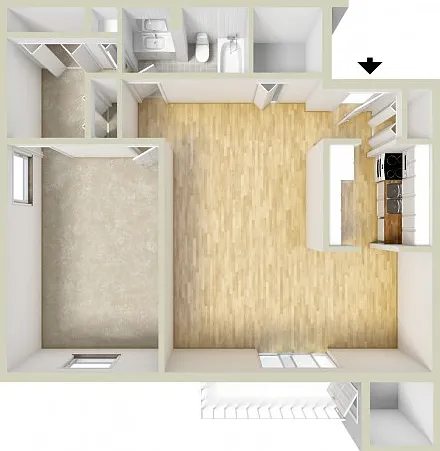 One bedroom floor plan One bedroom floor plan