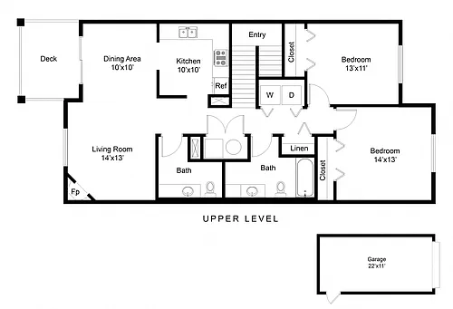 Floor plan 2 Bed - 1.5 Bath A