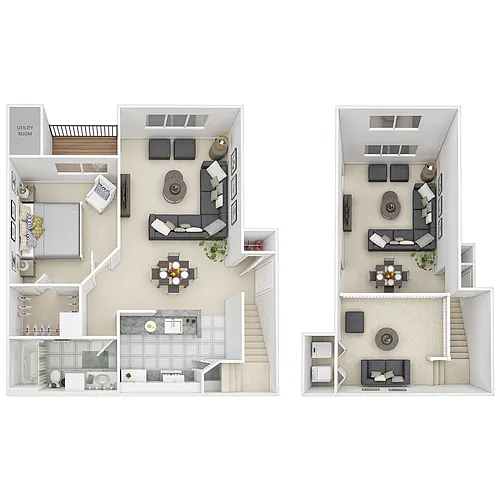 Floor plan 1 Bed 1 Bath Loft - AL1