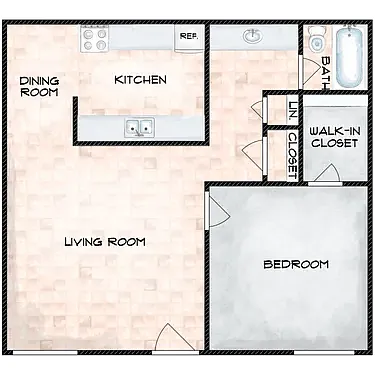 Floor plan One bedroom one bath