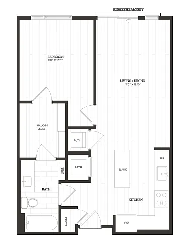 Floor plan 1 Bed/1 Bath-A7
