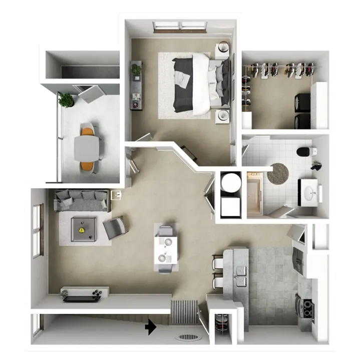 Floor plan 1X1 B