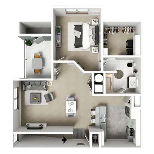 Floor plan 1X1 B