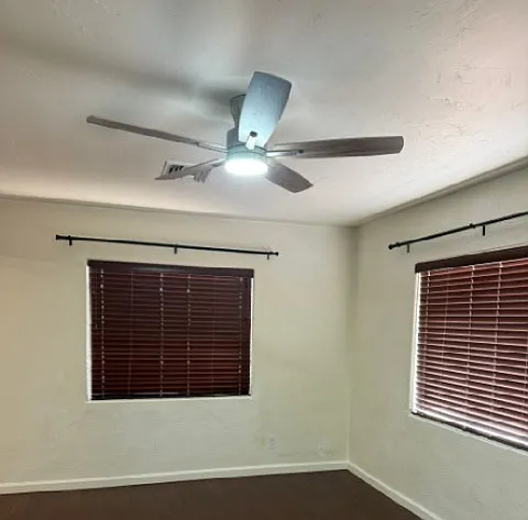 new living room ceiling fan and curtain rods