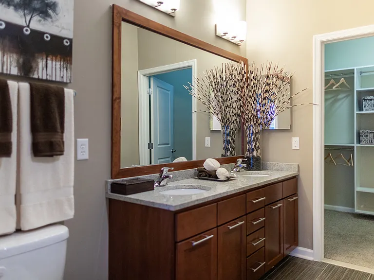 Dual-sinks Available and Custom Shelving Closets
