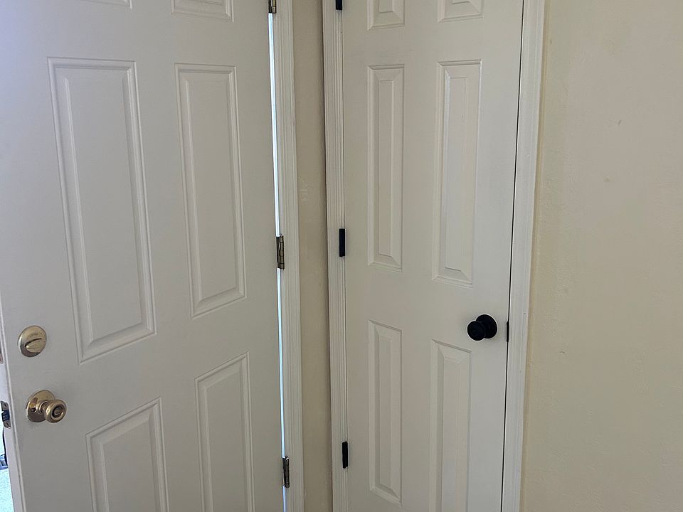 Interior view front door and coat closet