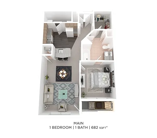 Floor plan One Bedroom - 682 sqft