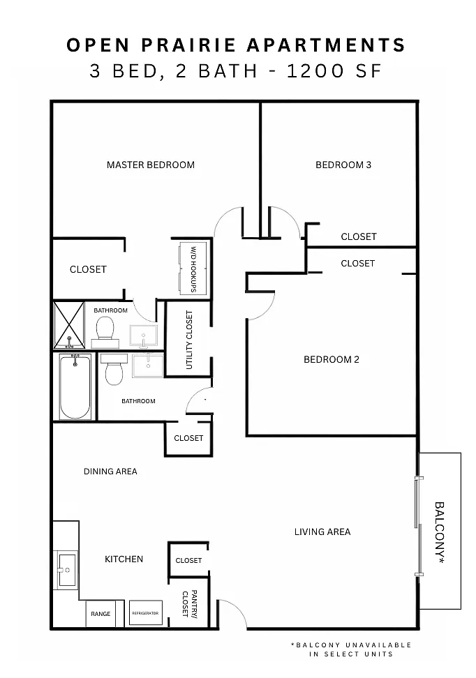 Floor plan Open Prairie Three Bedroom