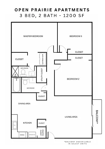 Floor plan Open Prairie Three Bedroom