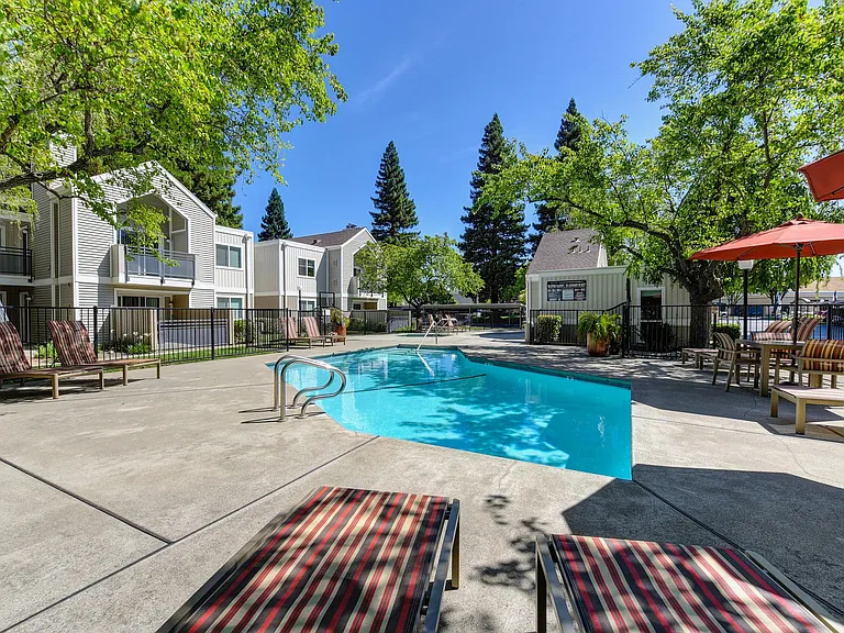 Pool Area with Shade Trees