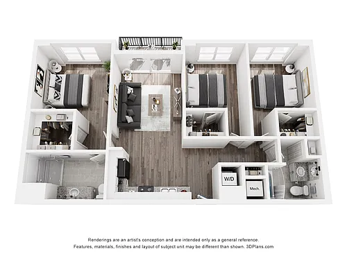 Floor plan 3 Bedroom 2 Bath