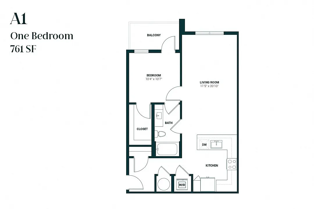 Floor plan One Bedroom A1
