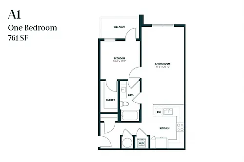 Floor plan One Bedroom A1