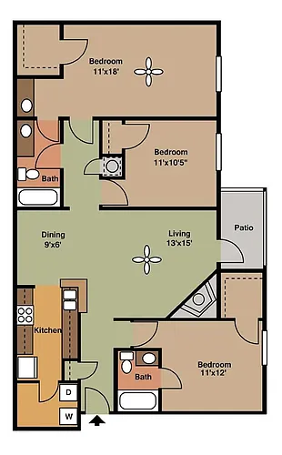 Floor plan Three Bedroom