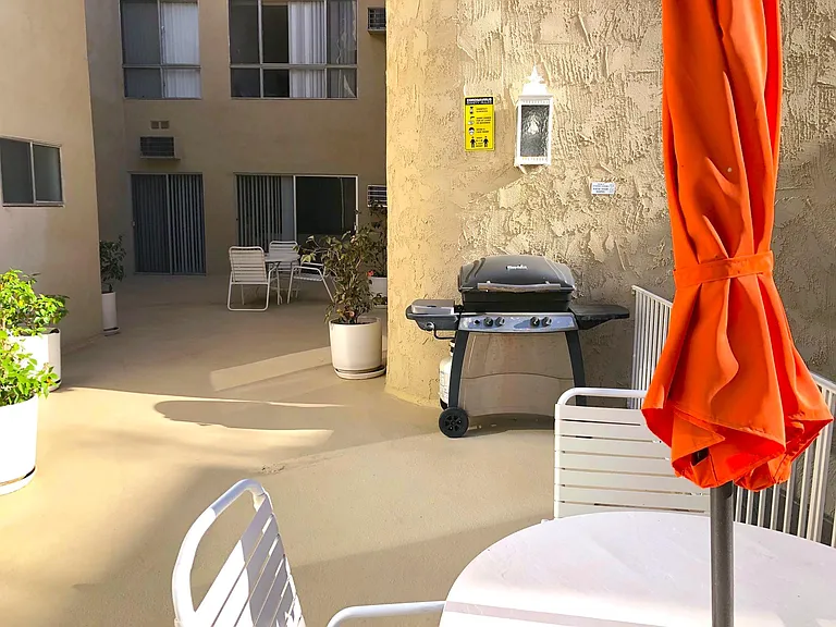 Barbeque and courtyard seating.