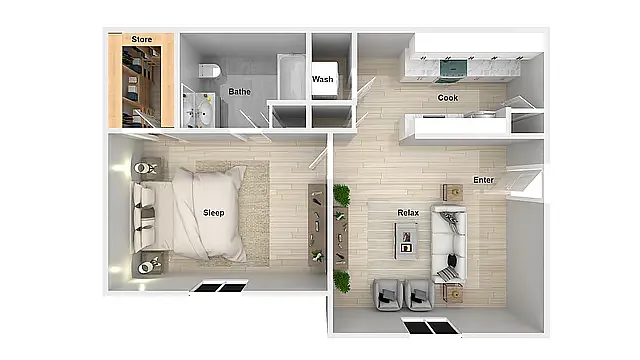 Floor plan 1 Bedroom 1 Bathroom