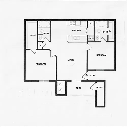 Floor plan 2 Bedrooms, 2 Bathrooms