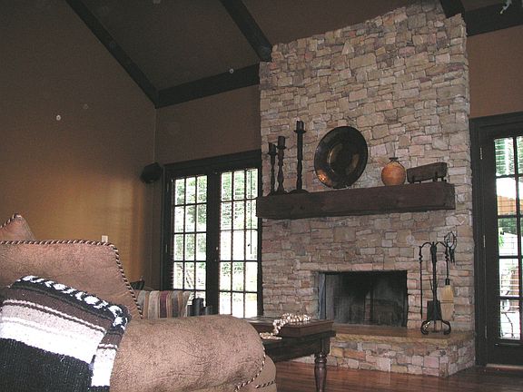 Custom stackstone fireplace