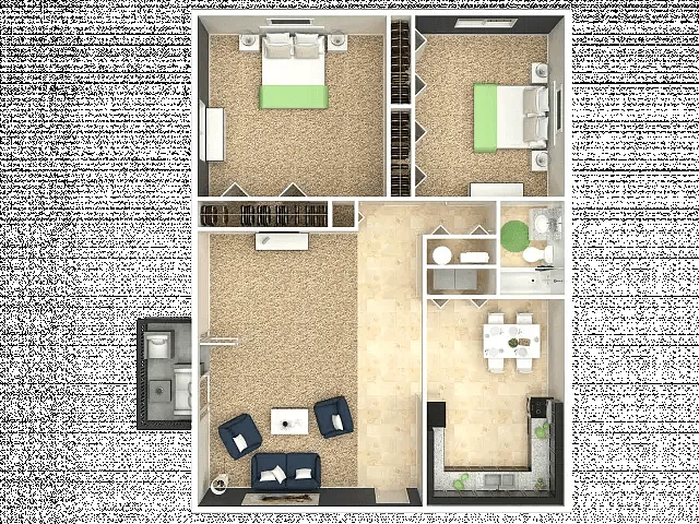 Floor plan 2 Bedroom 1 Bath