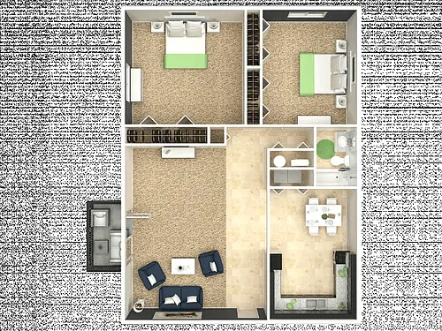 Floor plan 2 Bedroom 1 Bath