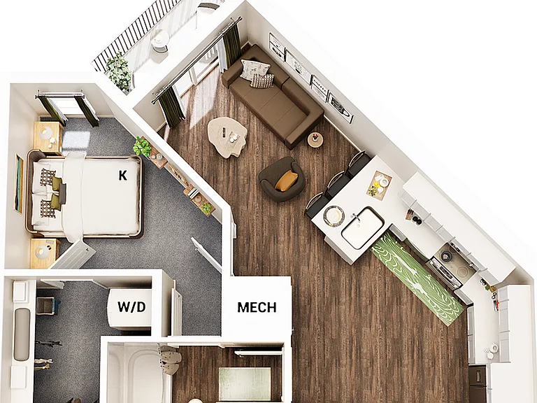 3D Floorplan - Unit A1B_Scheme A 3D Floorplan - Unit A1B_Scheme A