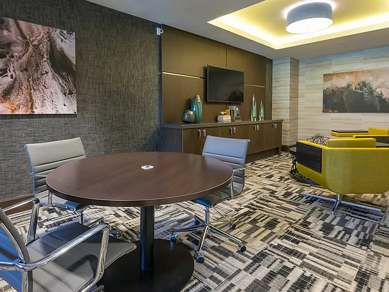 A brief meeting or quick walk through of your next meeting in this business center