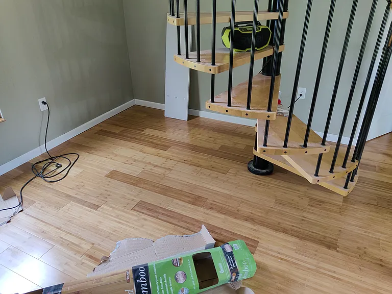 bamboo wood flooring through out the Game room/mother in law suit (this is a 700 sq ft building in the backyard).