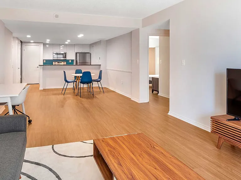 Furnished+ apartment homes include a dining set (Representative Image exact items and style of furnishings may vary)
