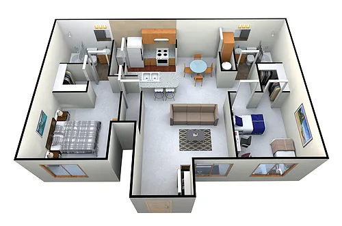 Floor plan Two Bedroom Two Bath