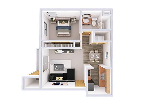 Floor plan 1 Bedroom, 1 Bath