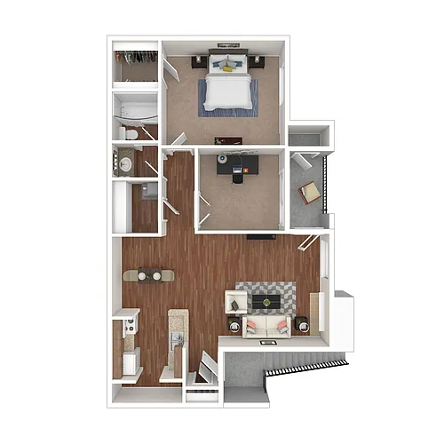 Floor plan One Bedroom One Bath With Den