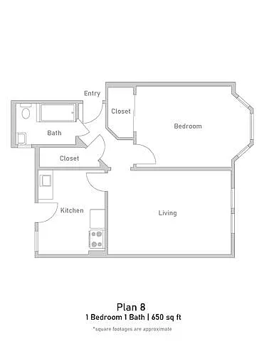 Floor plan 1 Bedroom - Large - Plan 8