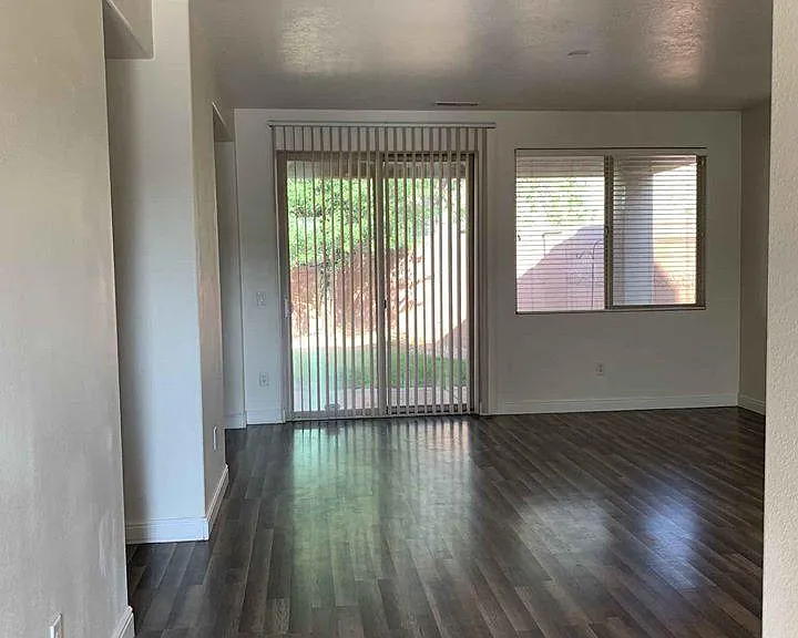view from front door through Great Room towards patio door