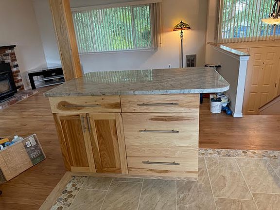 Kitchen Island viewing toward the living room