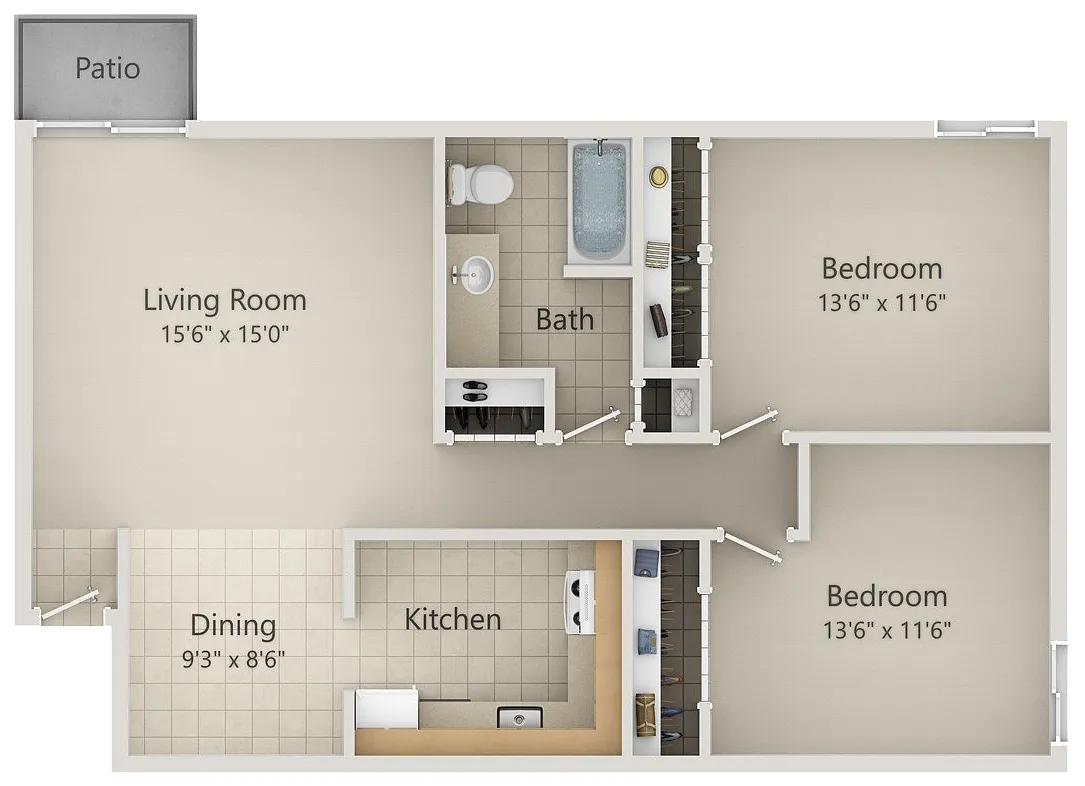 Floor plan 2 BR Garden Chalet