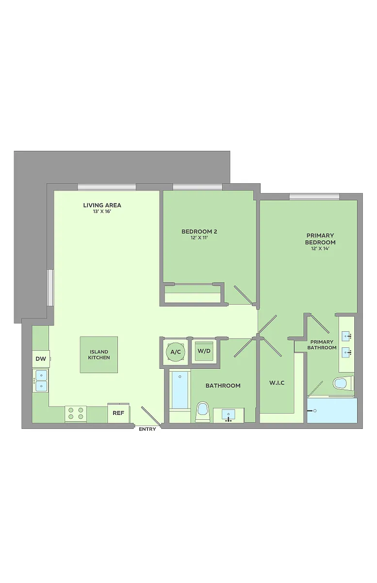 Floor plan 2 Bedroom, 2 Bathroom