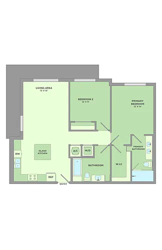 Floor plan 2 Bedroom, 2 Bathroom